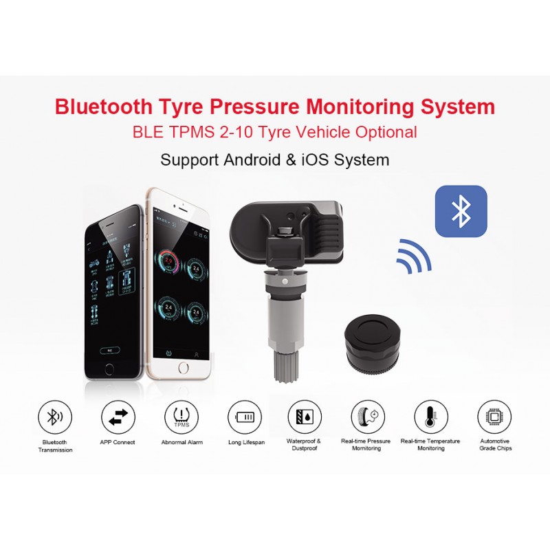 4 New Bluetooth TPMS Tire Pressure Monitor External Sensors BLE fits 4-Wheel passenger cars 