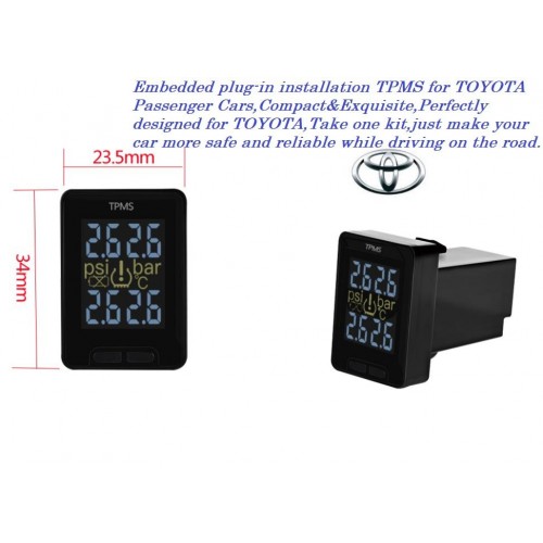 LCD Display Receiver Embedded Installation 4 External Sensors for TOYOTA TPMS Passenger Cars