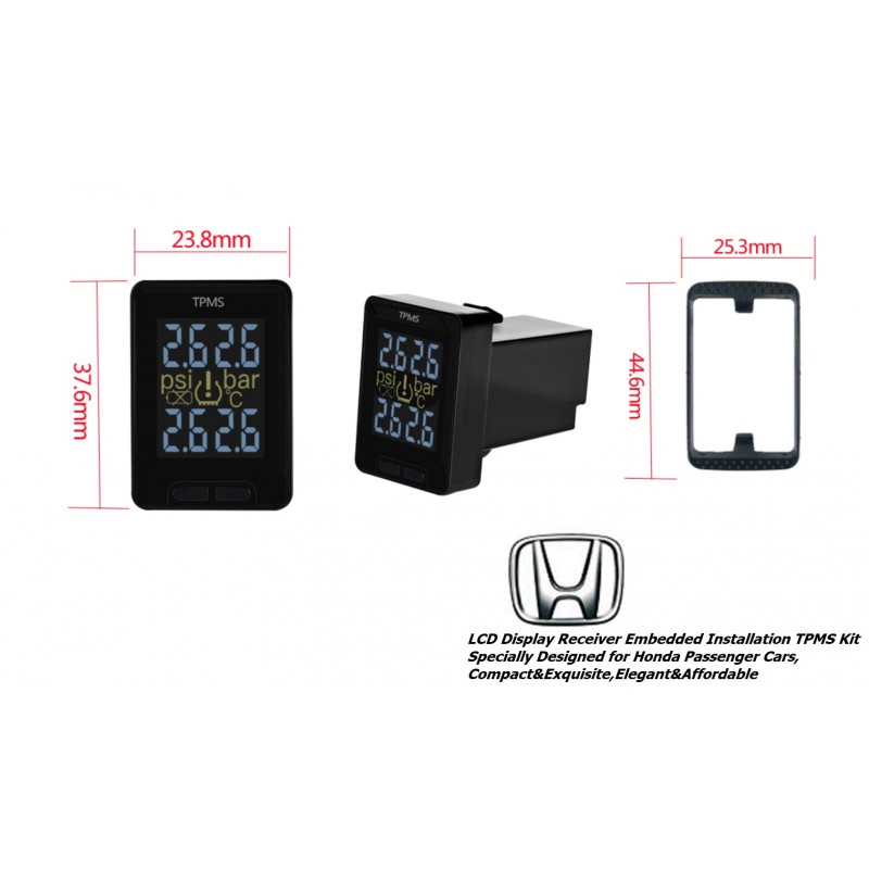 LCD Display Receiver Embedded Installation TPMS  4 Internal Sensors for Honda Cars 