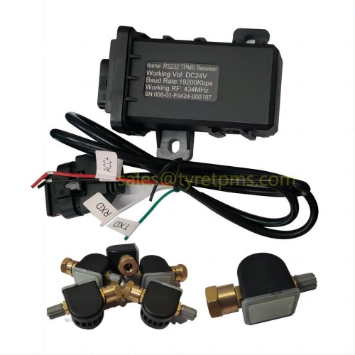 RS232 Truck TPMS System Flow Through Tire Pressure Sensors Directly Fill Tires no removal required