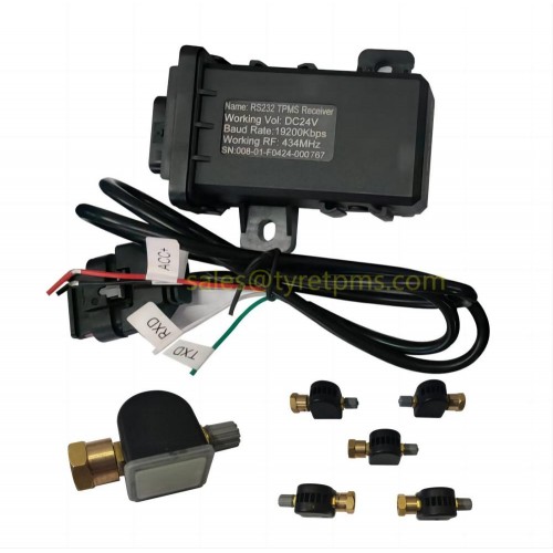 RS232 Truck TPMS System Flow Through Tire Pressure Sensors Directly Fill Tires no removal required