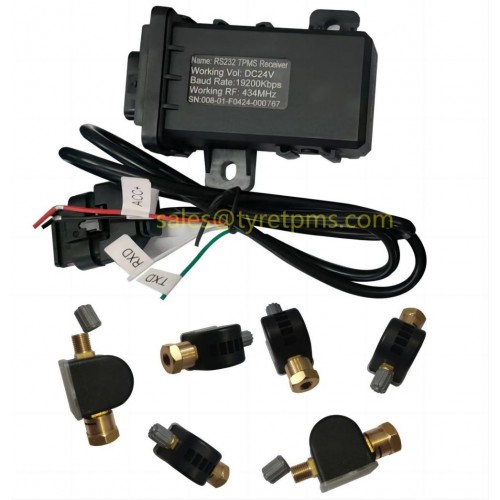 RS232 Truck TPMS System Flow Through Tire Pressure Sensors Directly Fill Tires no removal required