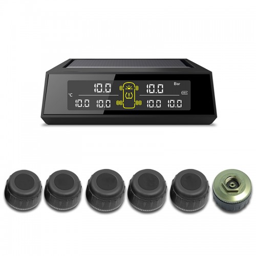 Economical Solar Display Light-duty 0-8Bar 116PSI Bus Truck TPMS Kit for 6 wheels Vehicles 